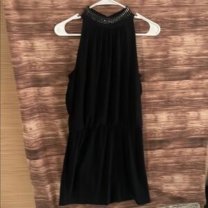 White House Black Market Black Sheath Cocktail Dress with Halter Neckline
